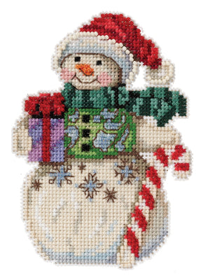 Snowman with Candy Cane counted cross stitch kit