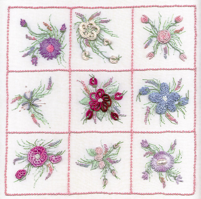 Nine Flower Sampler Brazilian embroidery kit