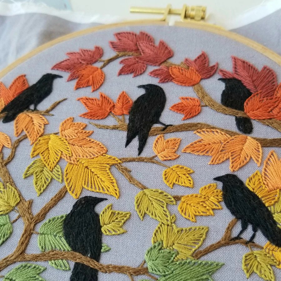Autumn Birds embroidery kit