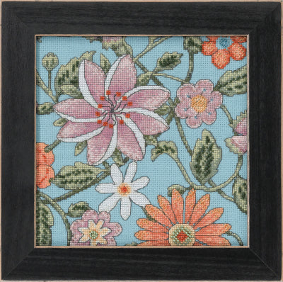 Floral Blue 2 - Debbie Mumm Button & Beads counted cross stitch kit