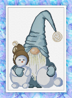 Gnome and Snowfriend counted cross stitch chart