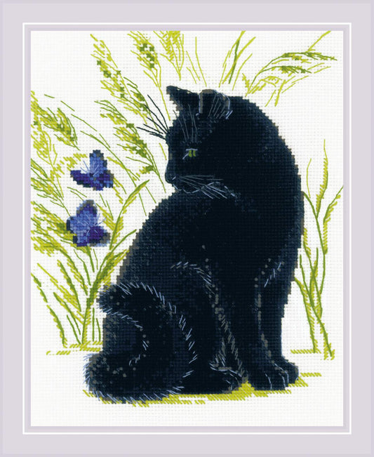 Black Cat counted cross stitch kit