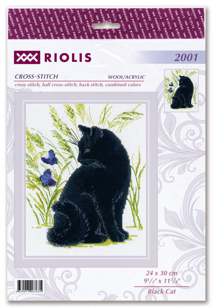 Black Cat counted cross stitch kit