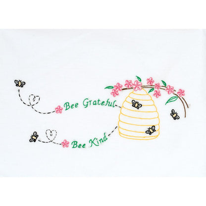 Bee Grateful Embroidered Pillow Case Set
