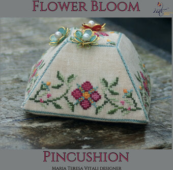 Flower Bloom Pincushion counted cross stitch chart