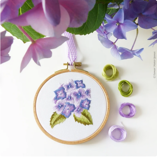 4" Mini Purple Hortensia embroidery kit