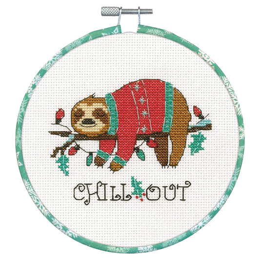 Christmas Sloth counted cross stitch kit