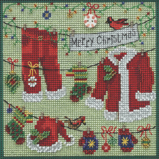 Winter Series Santa's Clothesline counted cross stitch kit
