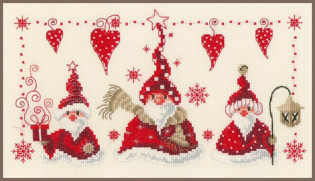 Cheerful Santas counted cross stitch kit