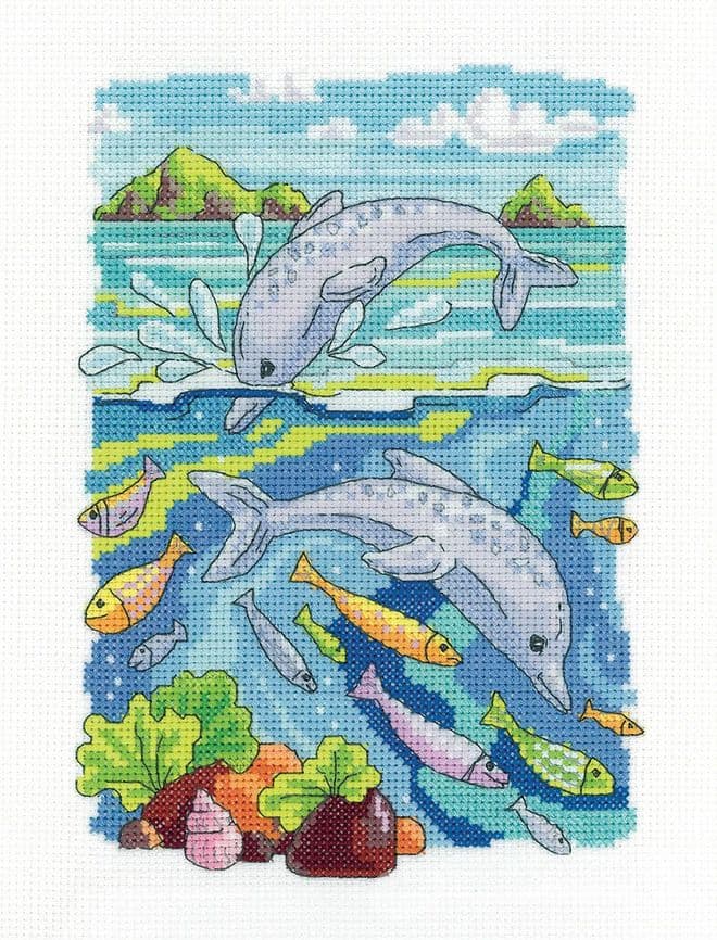 Dolphins counted cross stitch chart