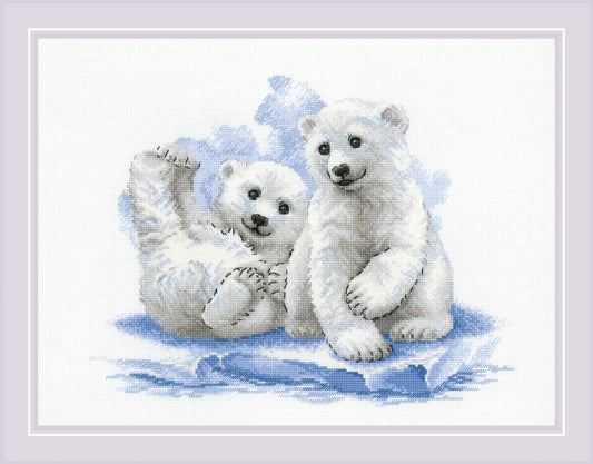 Bear Cubs on Ice counted cross stitch kit