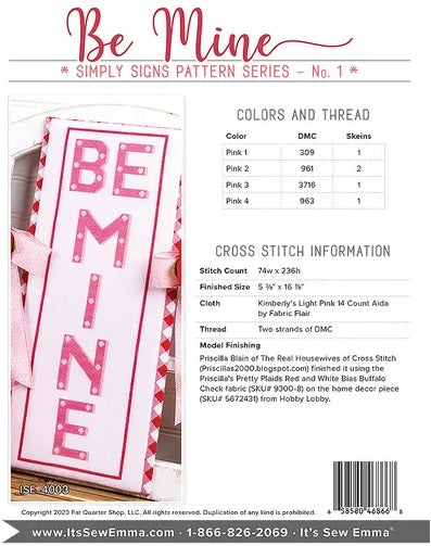 Simply Signs - #1 Be Mine counted cross stitch chart