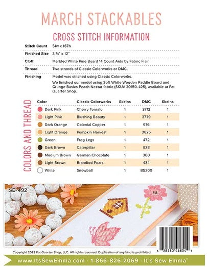 Stackables - March counted cross stitch chart