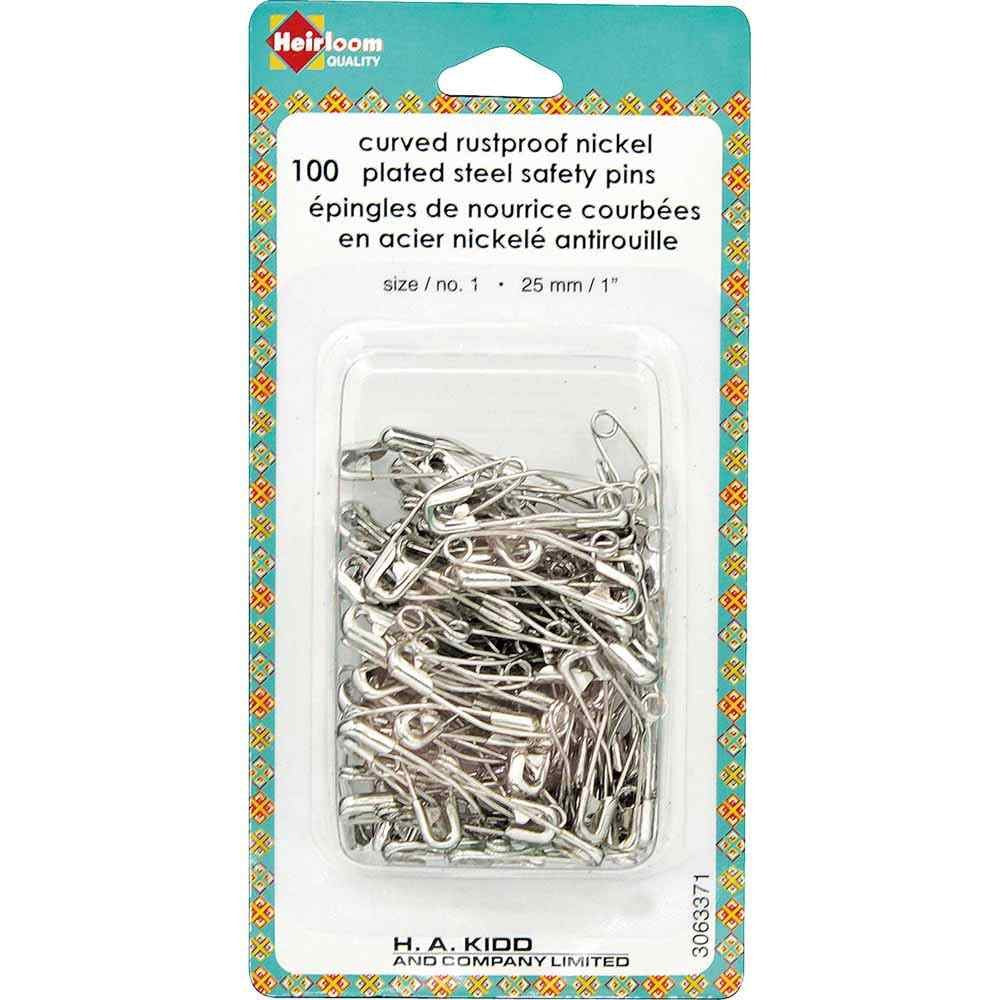 Curved Safety Pins - 100pc - 25mm
