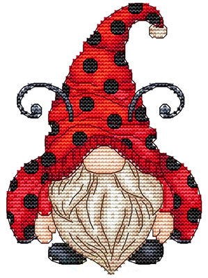 Ladybug Gnome counted cross stitch chart