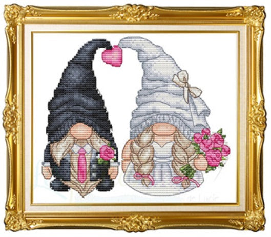 Wedding of Gnomes counted cross stitch chart