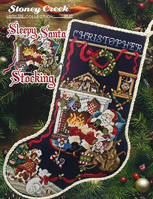 Sleepy Santa Stocking counted cross stitch chart