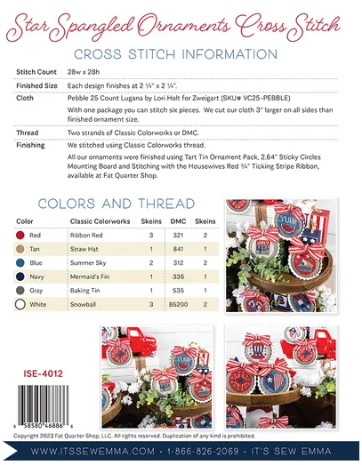 Star Spangled Ornaments counted cross stitch chart