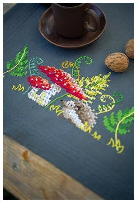 Little Hedgehog Table Runner printed cross stitch kit
