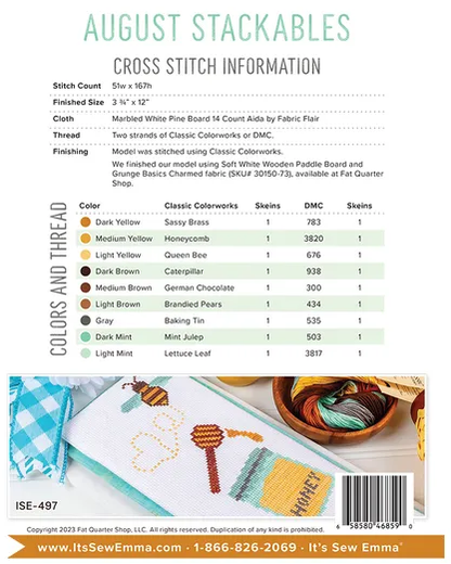 Stackables - August counted cross stitch chart