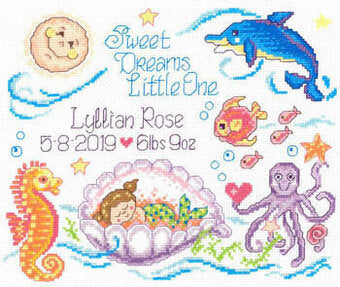 Sea Angels Birth Record counted cross stitch chart