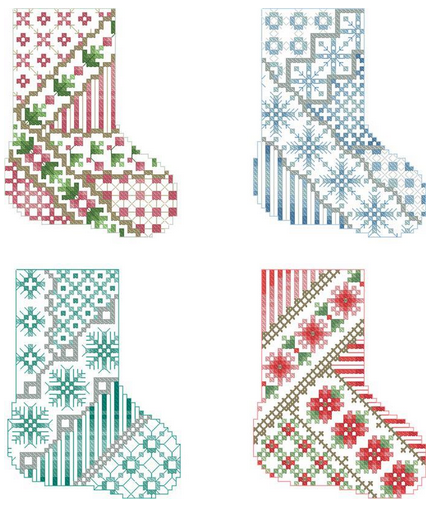 Crazy Stockings counted cross stitch chart