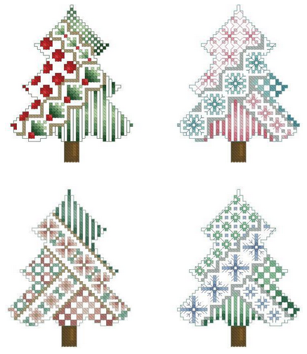 Crazy Trees counted cross stitch chart