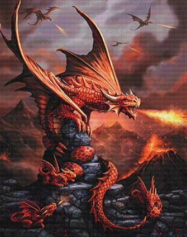 Fire Dragon counted cross stitch chart