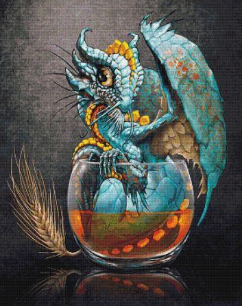 Whiskey Dragon counted cross stitch chart