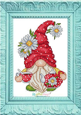 Tea Gnome counted cross stitch chart
