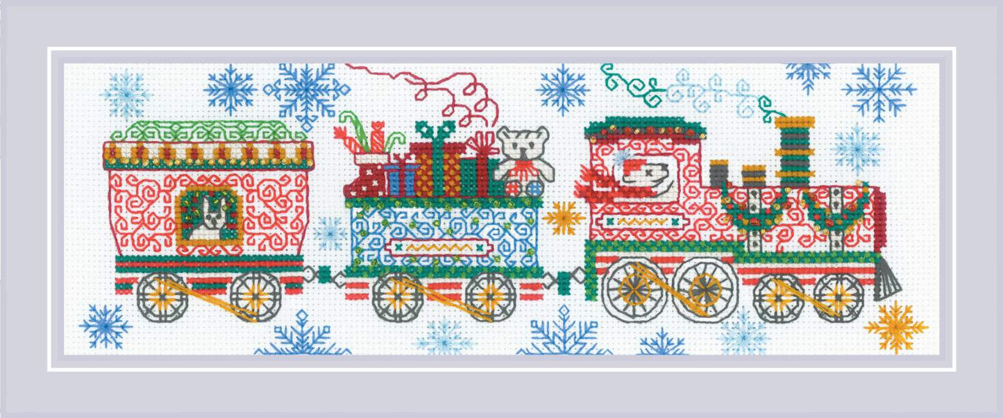 Holiday Train counted cross stitch kit