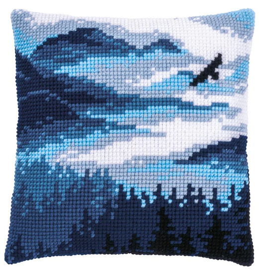 Blue Landscape Cushion - cross stitch on canvas kit