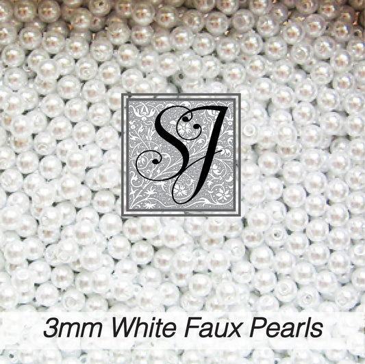 Round Faux Pearl 3mm White - Strand of 500 beads