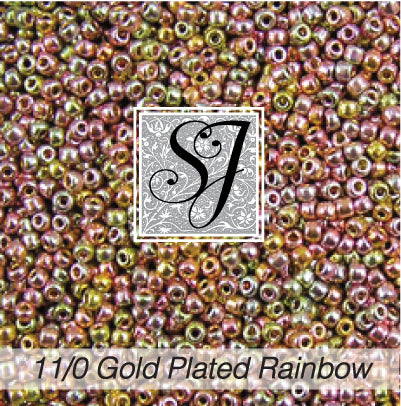 Gold Plated Rainbow glass seed beads