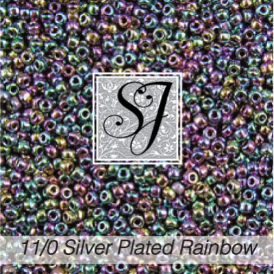 Silver Plated Rainbow glass seed beads