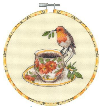 Birdie Teacup counted cross stitch kit