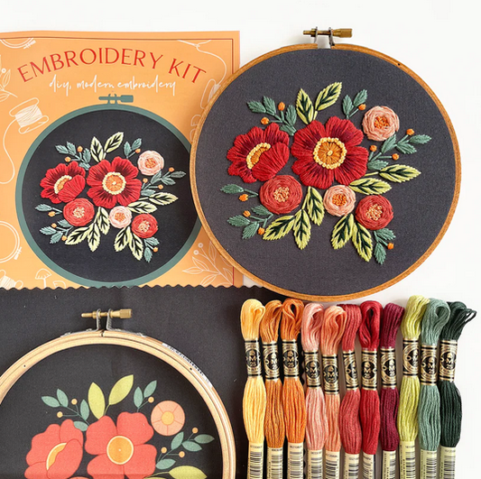 Folky Florals embroidery kit