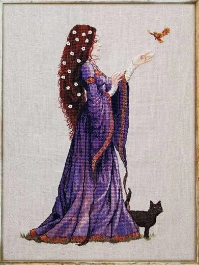 Dame au Chat (Lady with a Cat) counted cross stitch chart