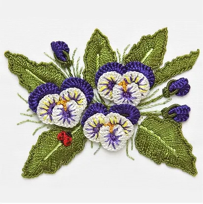 Lady and the Pansies Brazilian Embroidery kit