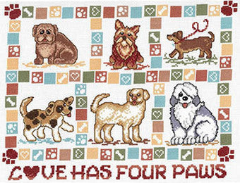 Love Has Four Paws counted cross stitch chart