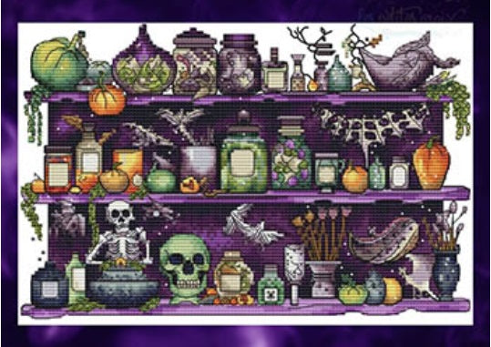 Halloween Potions counted cross stitch chart