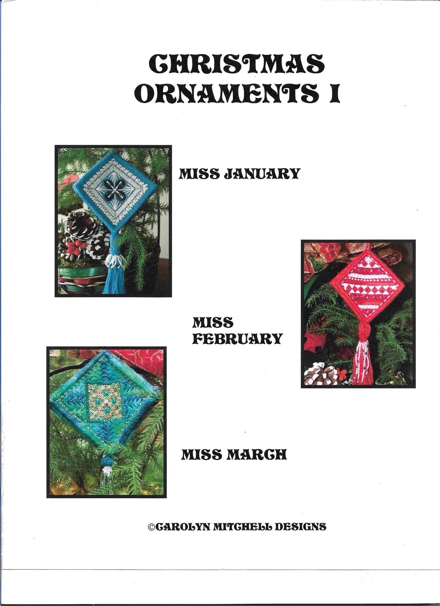 Christmas Ornaments 1 - January, February, March - canvaswork pattern