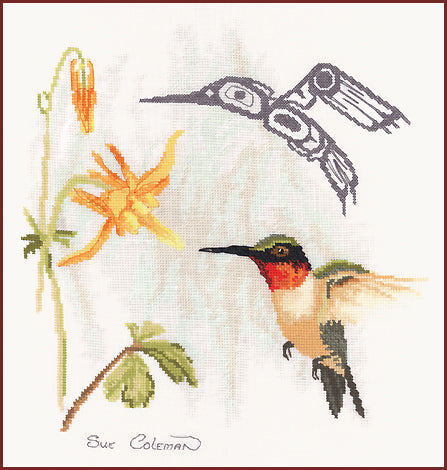 Hummingbird counted cross stitch chart