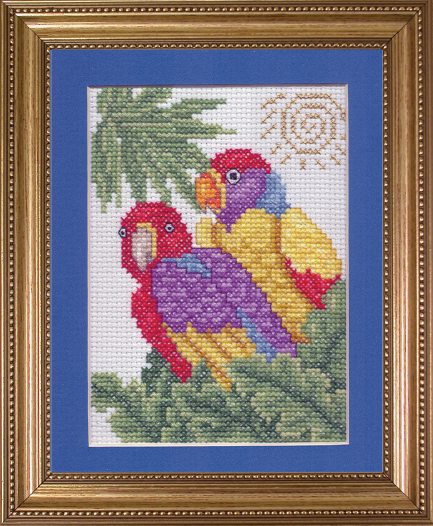 Bright Spots - Pretty Parrots counted cross stitch kit
