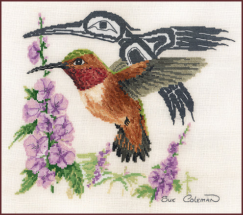Rufus Hummingbird counted cross stitch chart