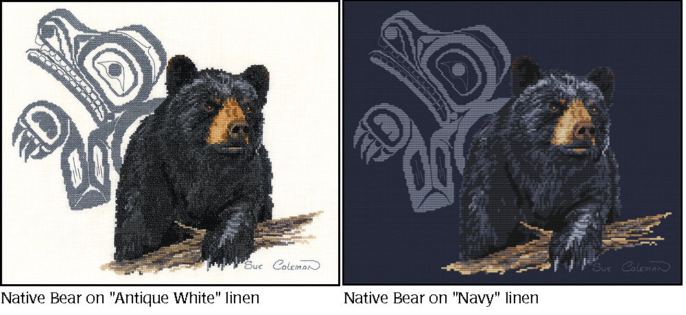 Native Bear counted cross stitch chart