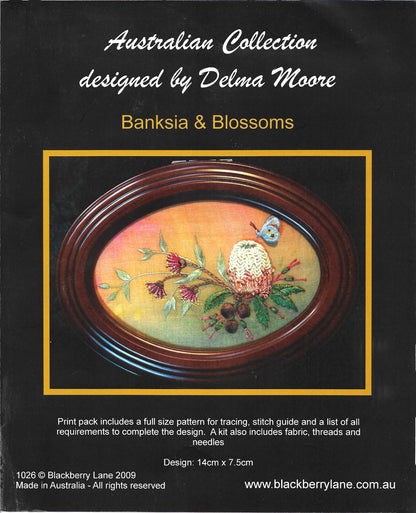 Banksia & Blossoms Brazilian embroidery design