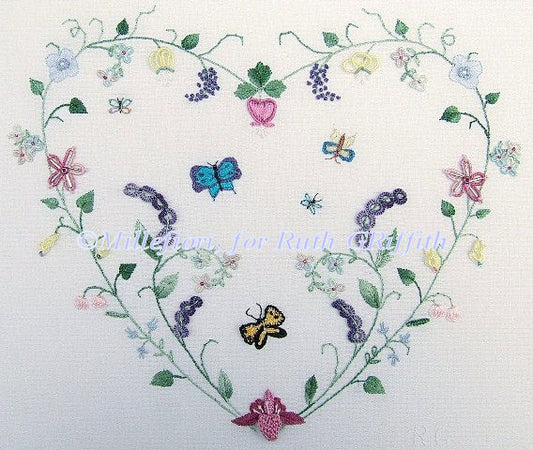 Butterflies in my Heart Brazilian embroidery pattern