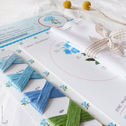 Blue Plumbago Embroidery Kit