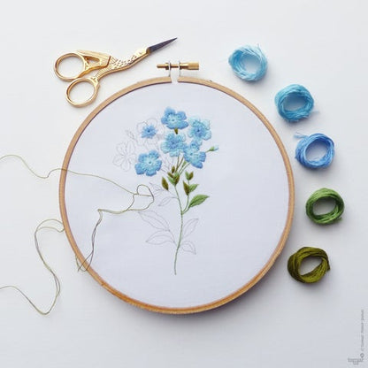 Blue Plumbago Embroidery Kit